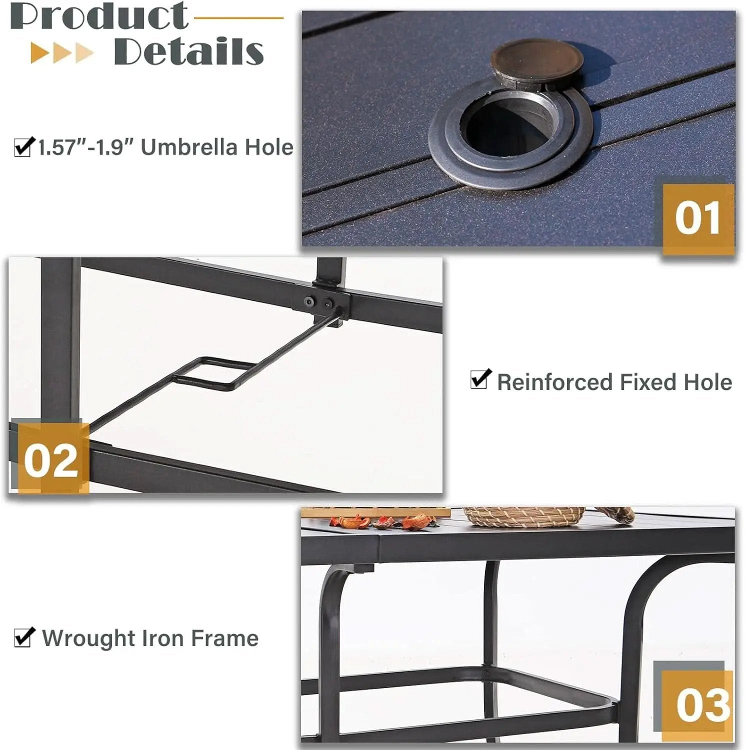 Navy Outdoor Patio Table And Chairs Set With Umbrella For 6 from PriceLows™