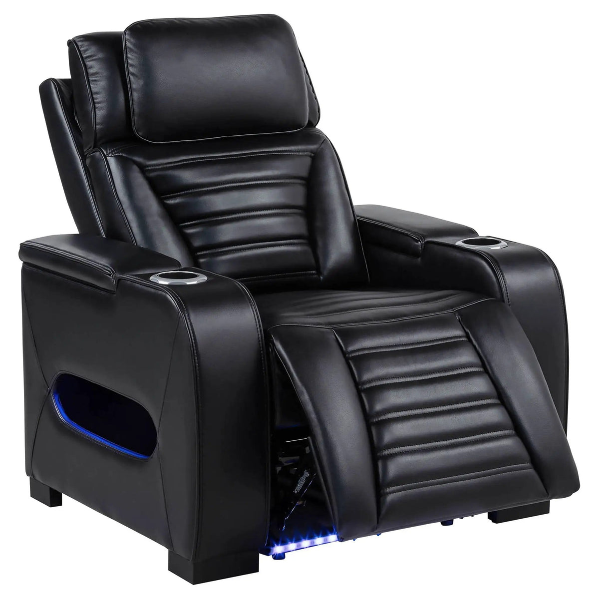 Zuma Faux Leather Upholstered Dual Power LED Recliner Reclining Chair | 38 x 40 x 43.75 in | Faux Leather | Black