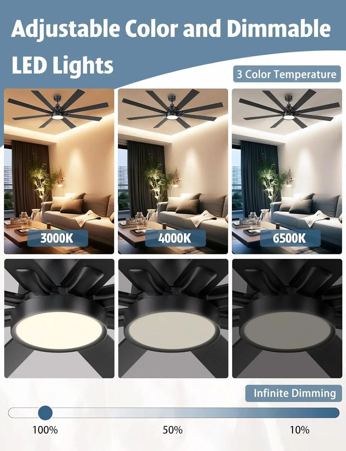 62 Inch Ceiling Fan With Remote Matte Black Wood Finish from PriceLows™