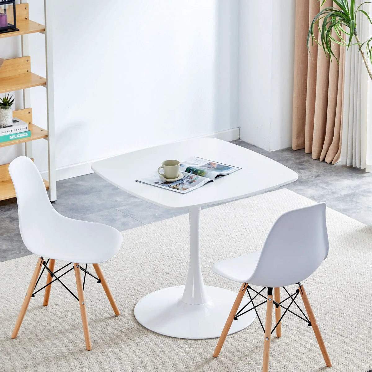 Modern Dining Table | 42 Inch Square | Pedestal Base | Contemporary Design