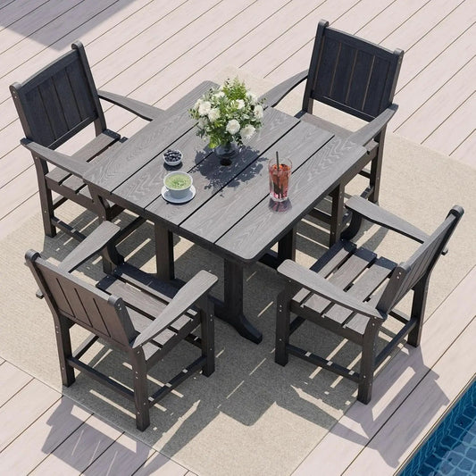 Spacious Five Piece Outdoor Dining Set with Umbrella Hole from PriceLows™