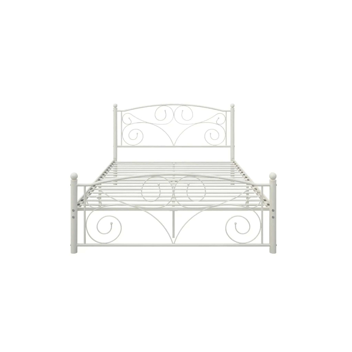 Unique Flower Sturdy System Metal Bed Frame With Headboard And Footboard | 2 Pieces | Metal | Bedroom