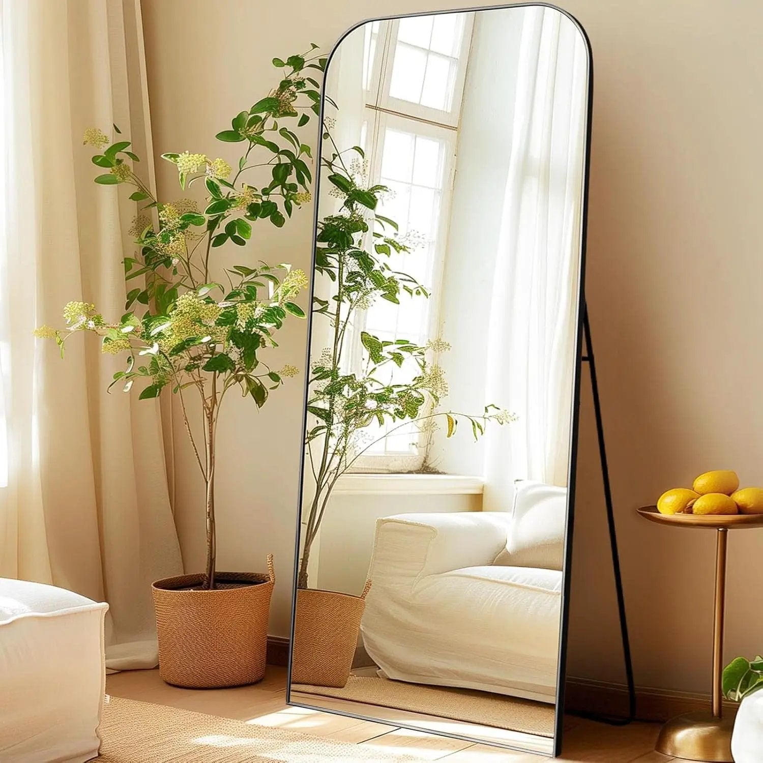 71 Inch Black Oversized Full Length Arch Floor Mirror from PriceLows™