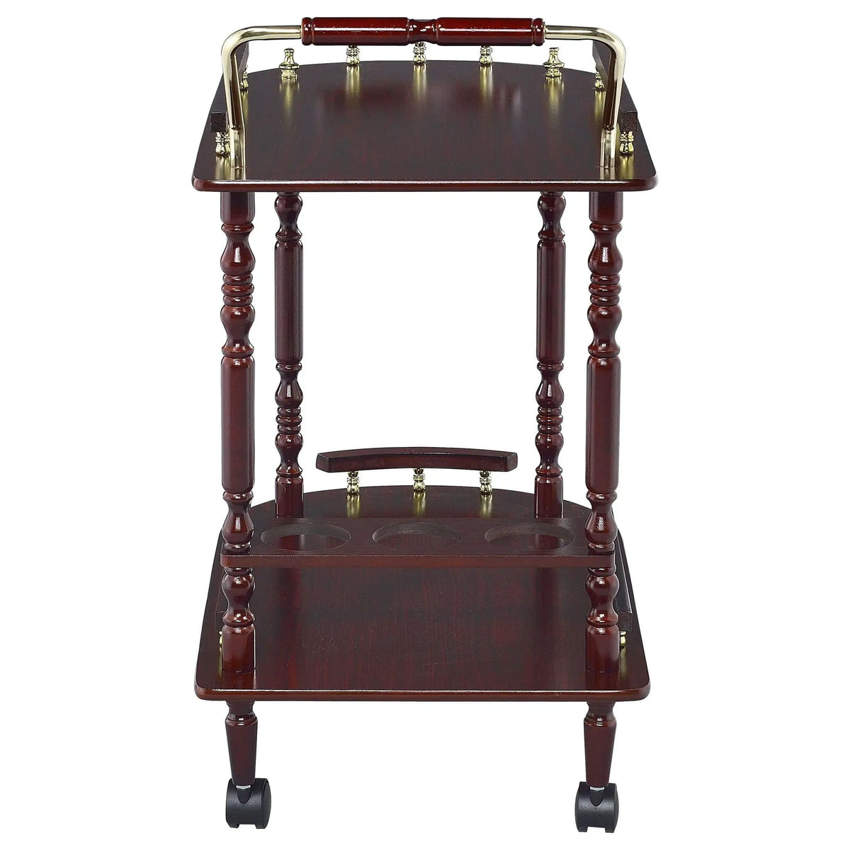 Palmer 2-tier Rectangular Wood Bar Cart Merlot | 24.75 x 15.75 x 31.25 in | Metal & Wood | Home