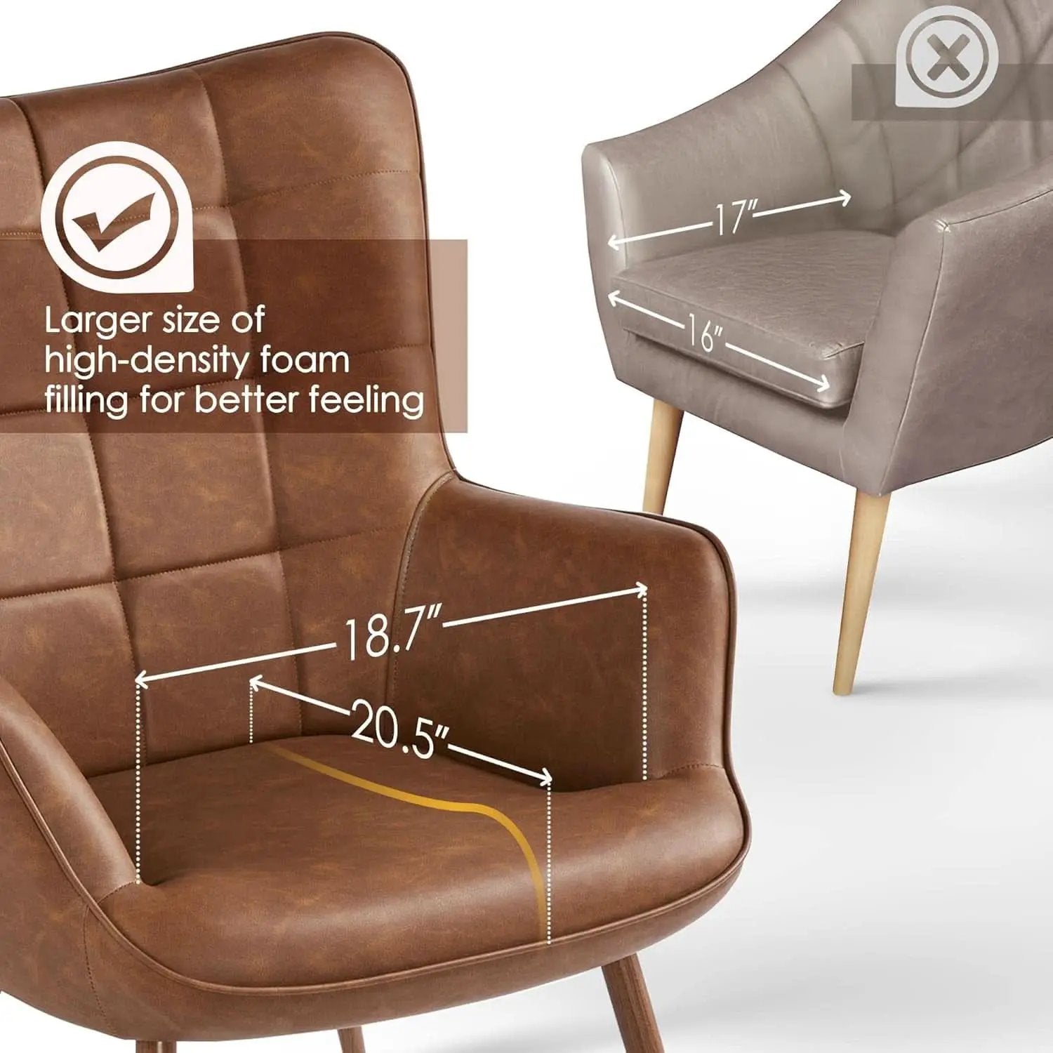 Leather Accent Chair Camel With Metal Legs Living Room from PriceLows™