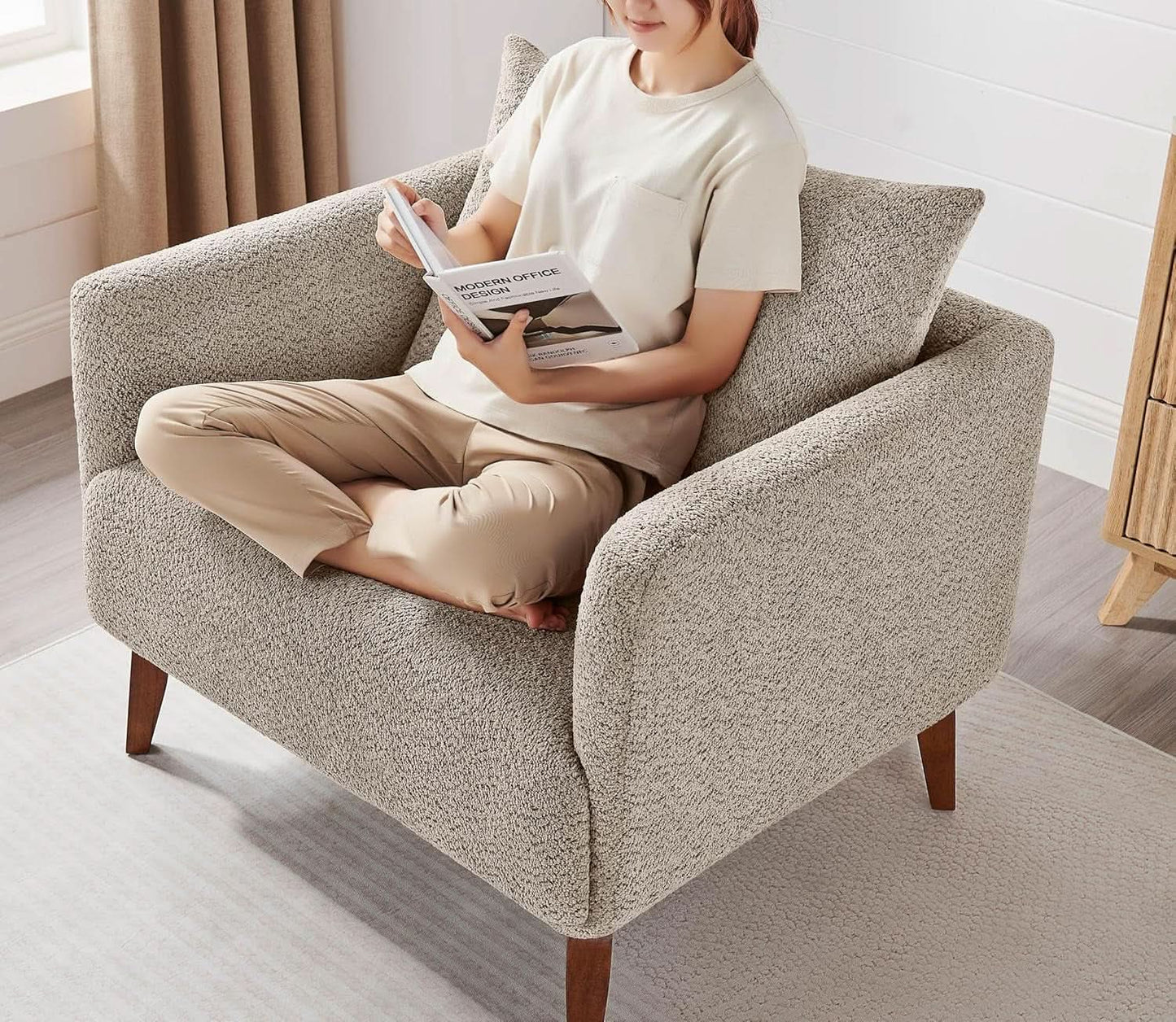 Oversized Camel Upholstered Accent Chair Living Room from PriceLows™