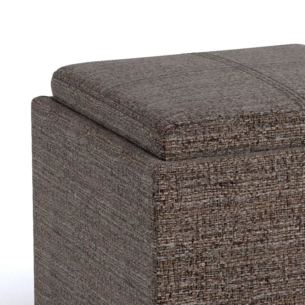 Rockwood Upholstered Cube Ottoman | Flip Over Serving Tray | Large Interior Storage | 16.9 Inch Cube