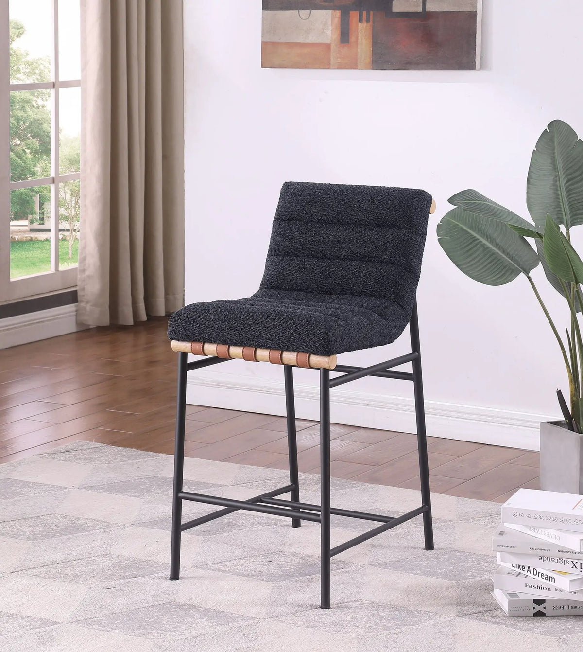 Lahni Boucle Counter Height Chair | 17 Inch Seat Width | Fabric Upholstery | Modern Design