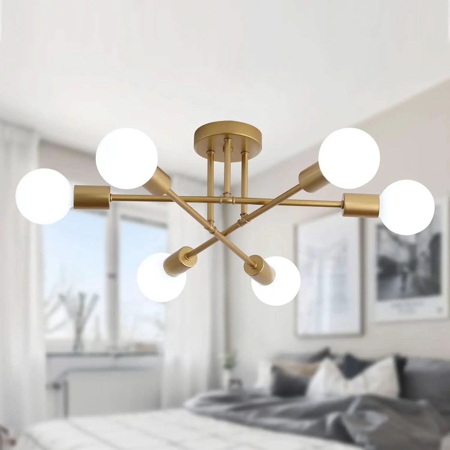 Gold Modern Sputnik Chandelier With 6 Adjustable Lights from PriceLows™