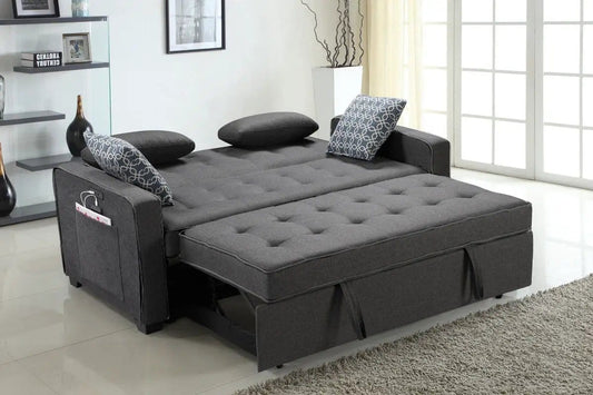 William Sleeper Sofa | 2 USB Charging Ports | 4 Accent Pillows | Gray