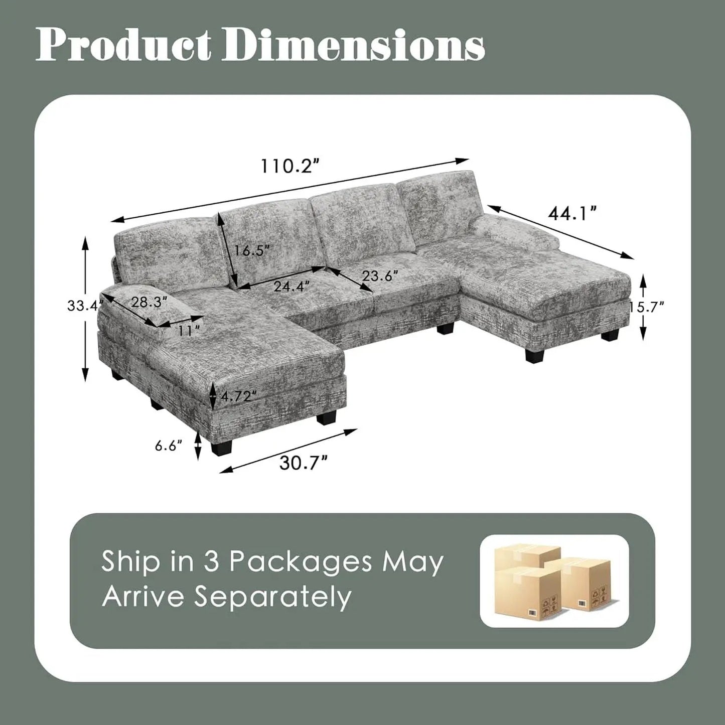 2 Piece Fabric Sectional Sofa With Reversible Chaise from PriceLows™