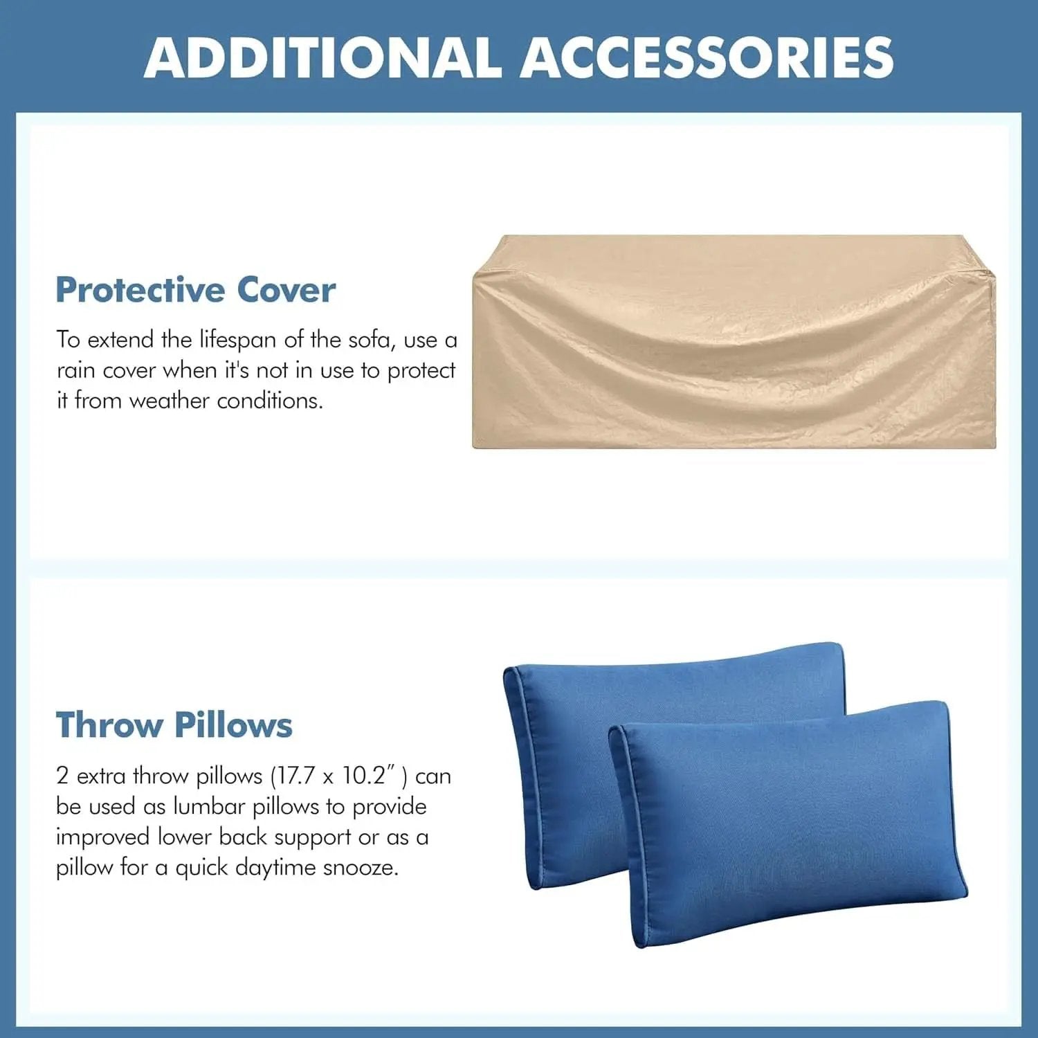 Outdoor Three-Seat Wicker Sofa with Deep Cushions and Pillows from PriceLows™