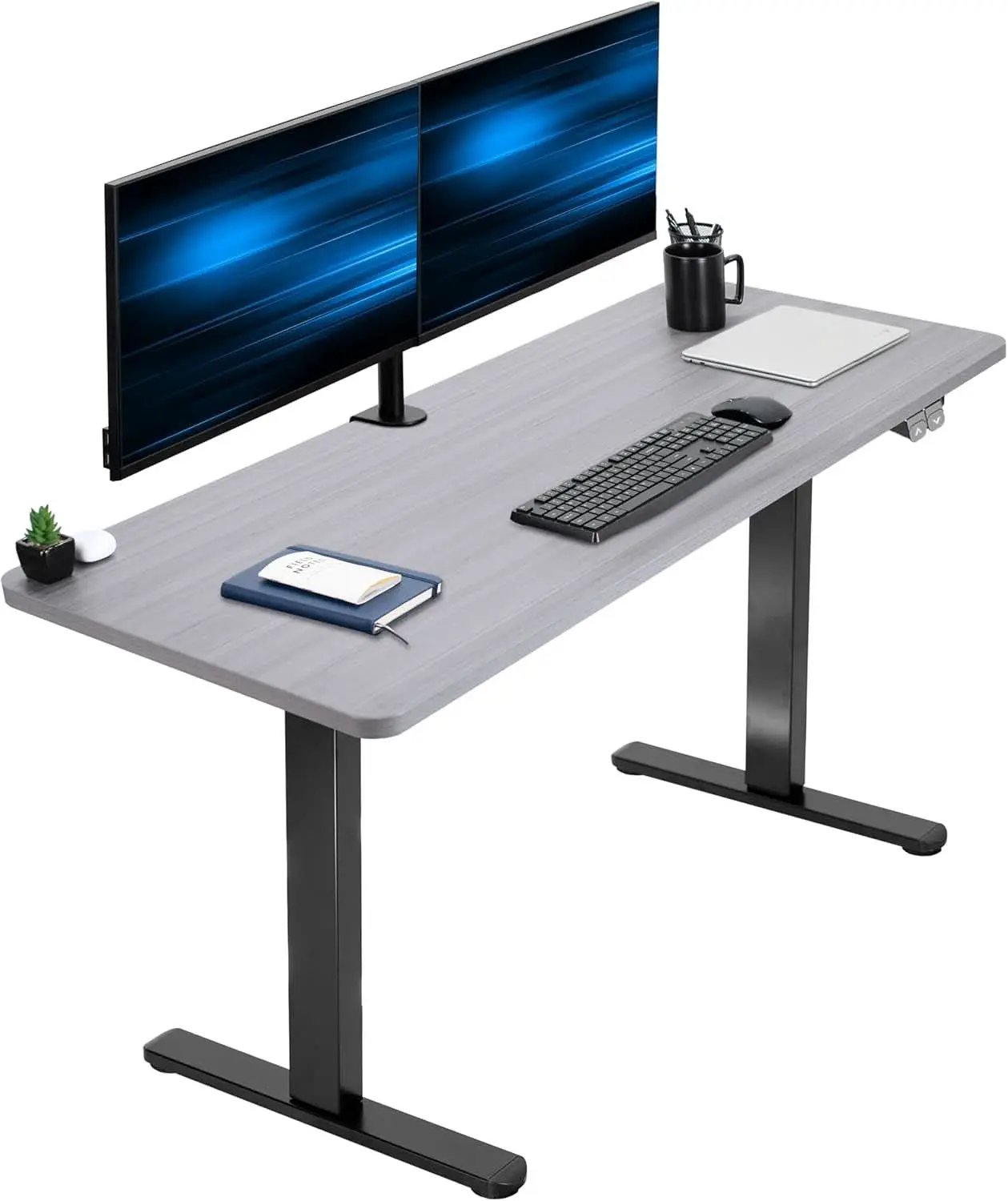60 Inch Gray Electric Height Adjustable Standing Desk from PriceLows™