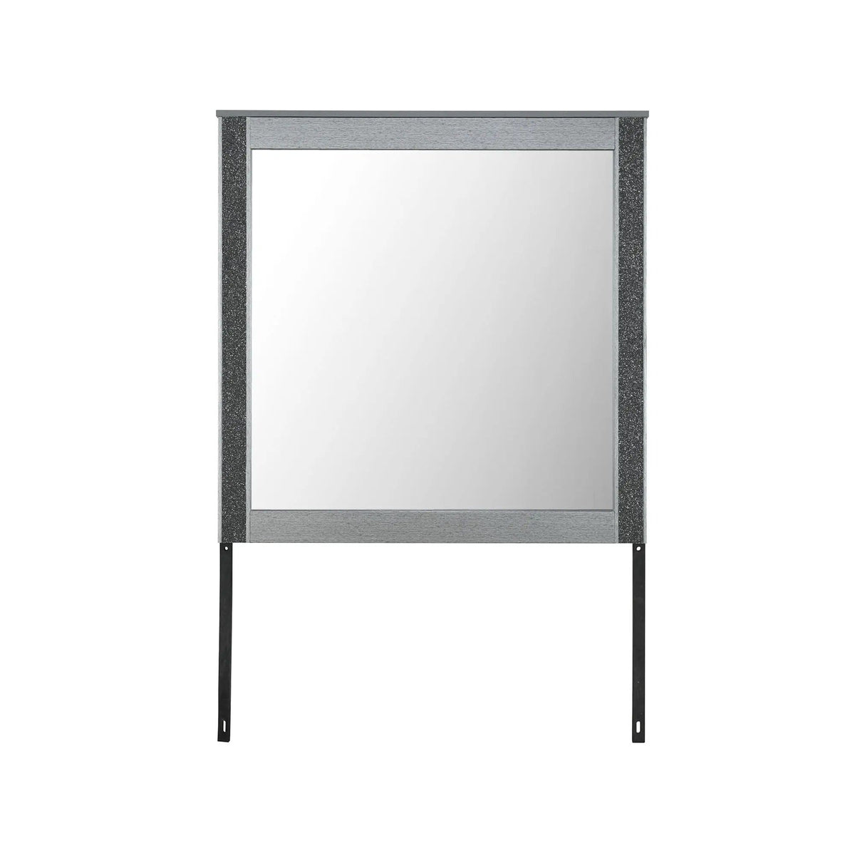 Lorenzo Large Scale Mirror With Sleek Frame And Glittered Detailing | 42.13 x 2.36 x 42.32 in | Wood | Silver