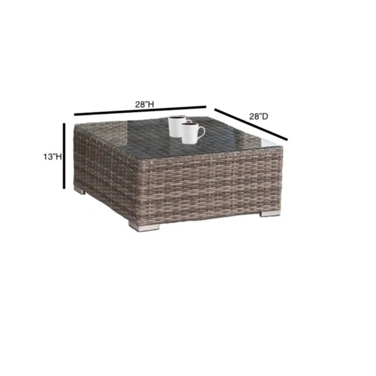Wicker Seating Group Set | Table And Cushions Included | Aluminum Frames | Hand-Woven Wicker