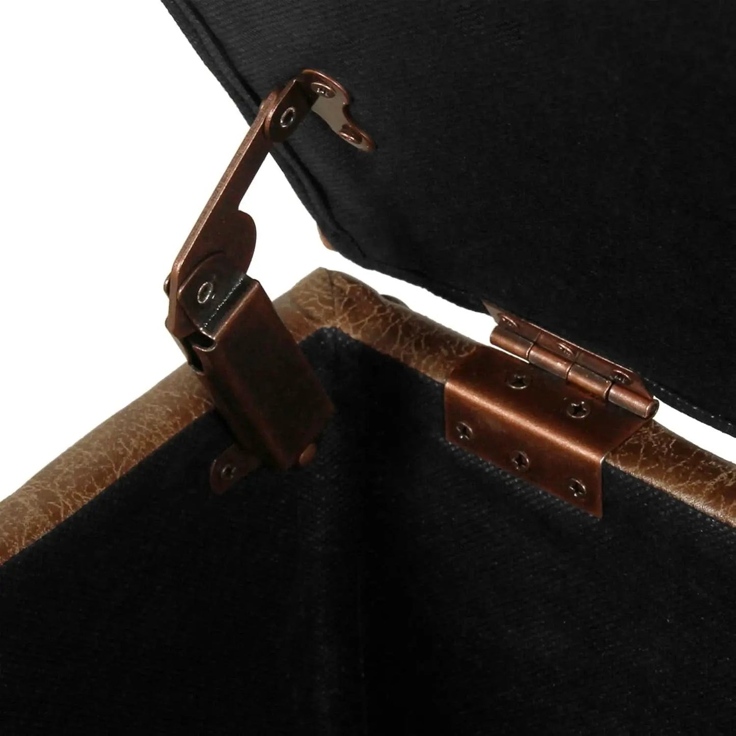 Small Distressed Brown Faux Leather Storage Ottoman from PriceLows™