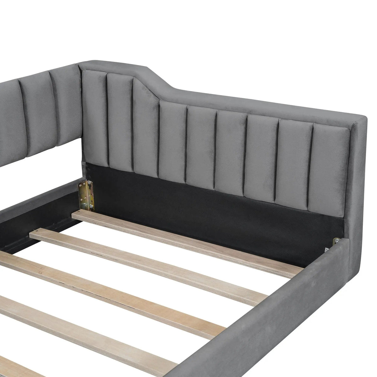 Compact Daybed | Side Storage Pocket | Vertical Stripe Upholstery | 87.8 Inch Length