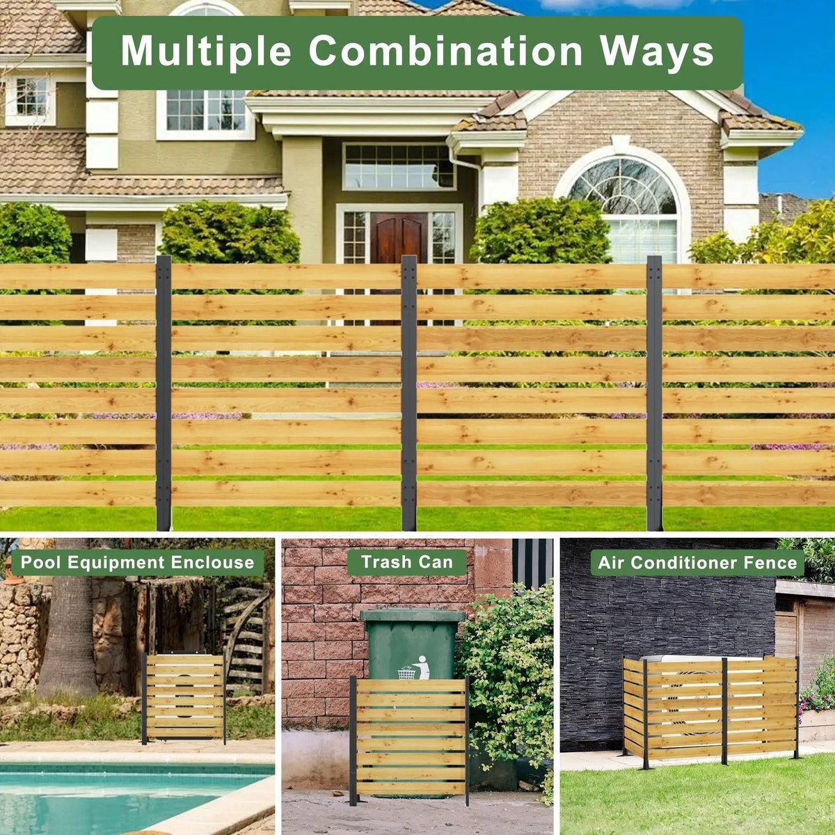 Outdoor Privacy Screen | Cedar Wood | Aluminum Frame | Pool And Equipment Enclosure