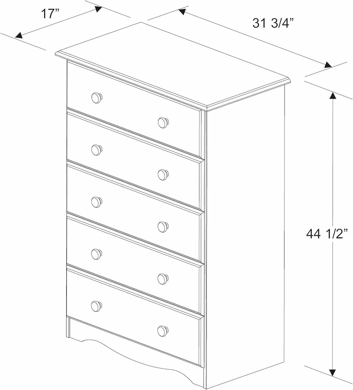 SolidPineWood Contemporary Five Drawer Dresser Mocha Finish from PriceLows™