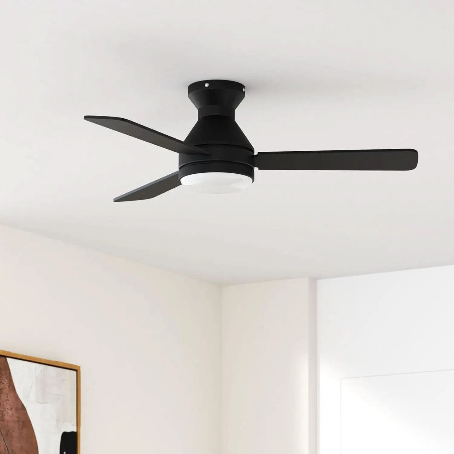 42 Inch Black Low Profile Ceiling Fan With Light And Remote from PriceLows™