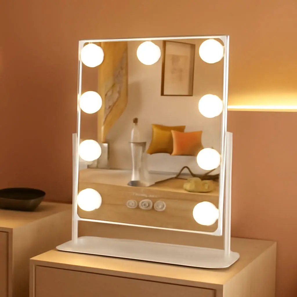 Lighted Vanity Mirror With Detachable 10X Magnification, 15x12 Travel Size from PriceLows™