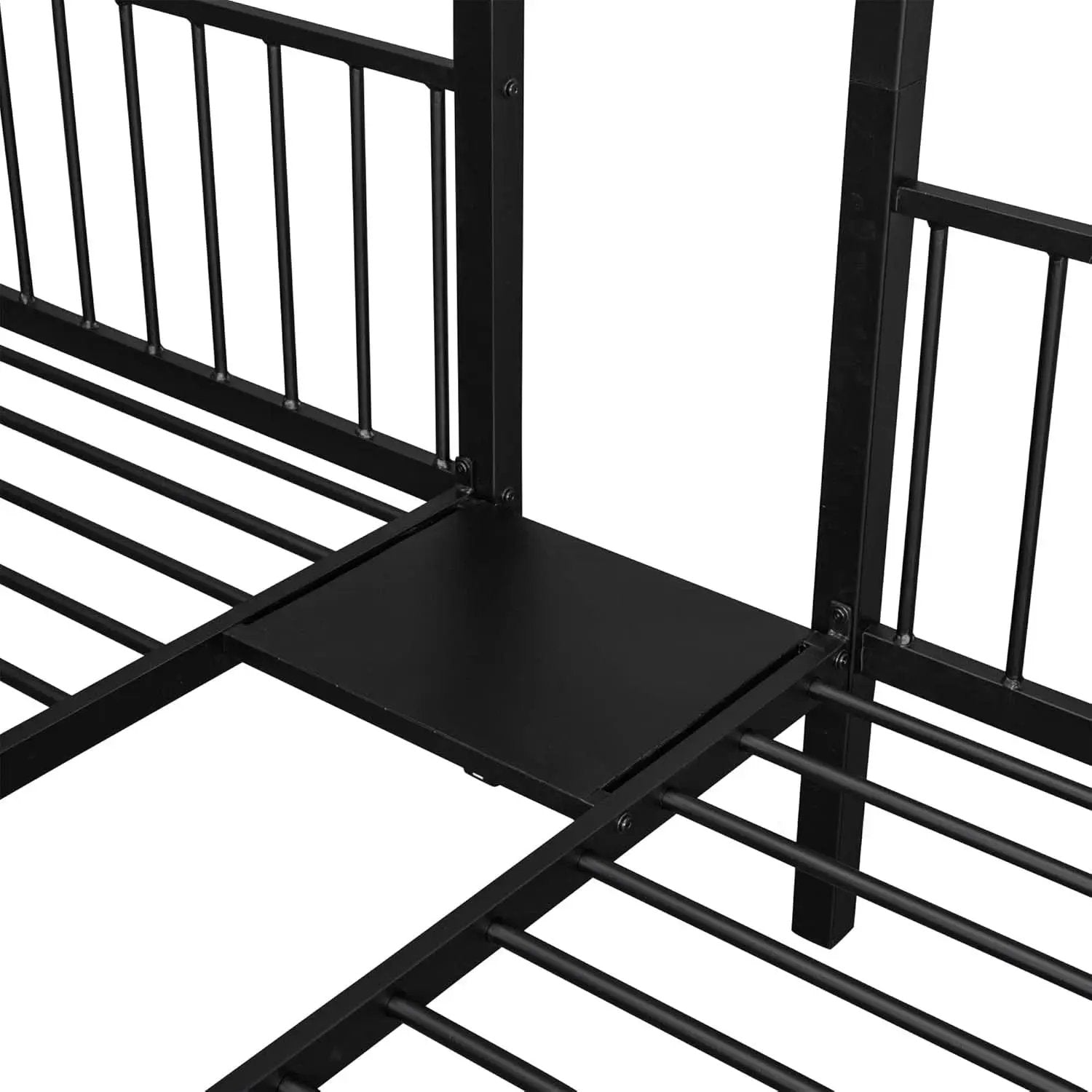 Black Metal Triple Bunk Bed With Drawers Full Over Twin Bunk Beds from PriceLows™
