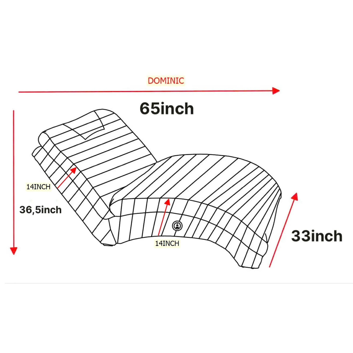 Denise Accent Chaise | USB Charging Port | Soft Fabric | Generously Padded Seating