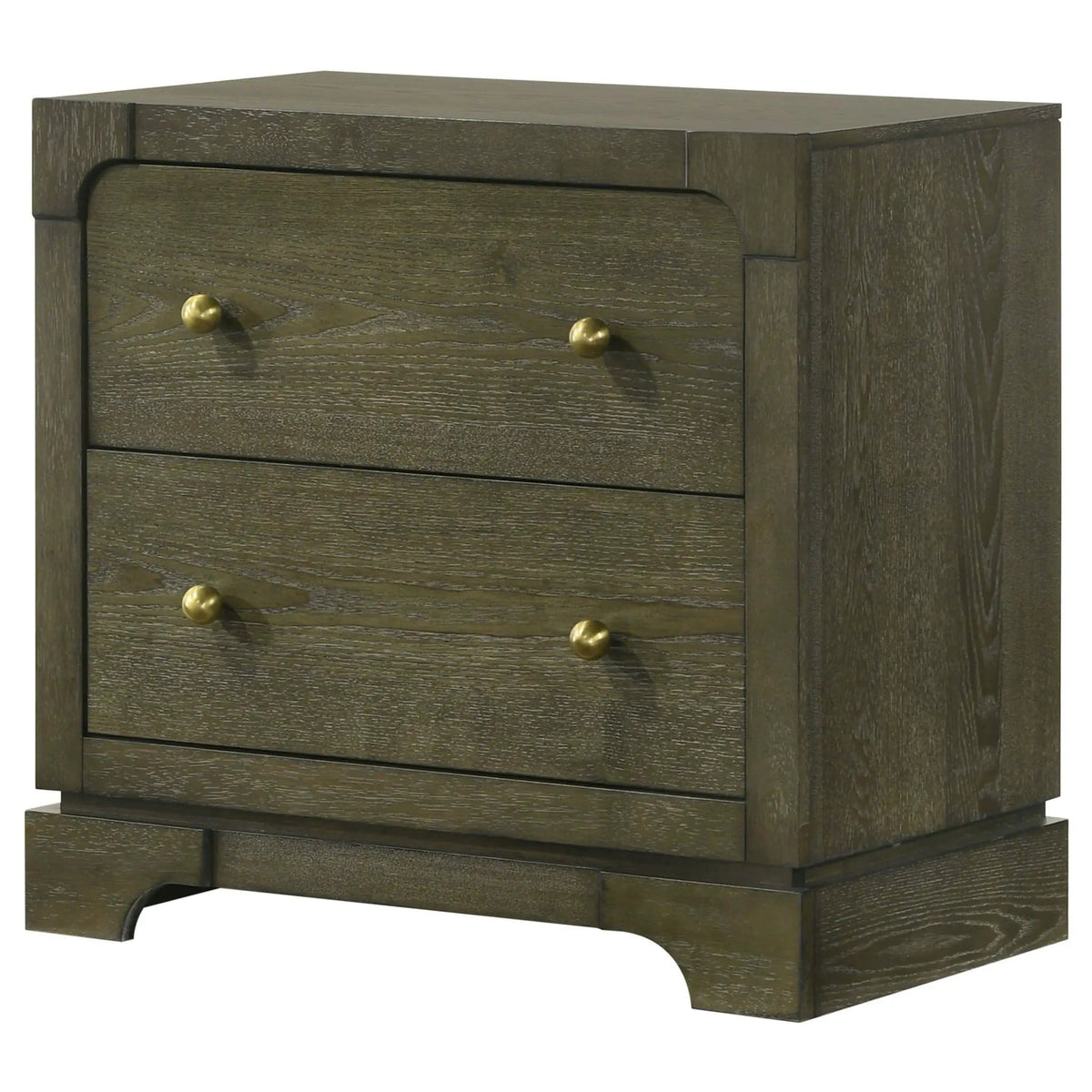 Gran Park 2-drawer Nightstand Bedside Table Dark Cocoa | 27 x 16 x 25.5 in | Veneer & Brass | Bedroom