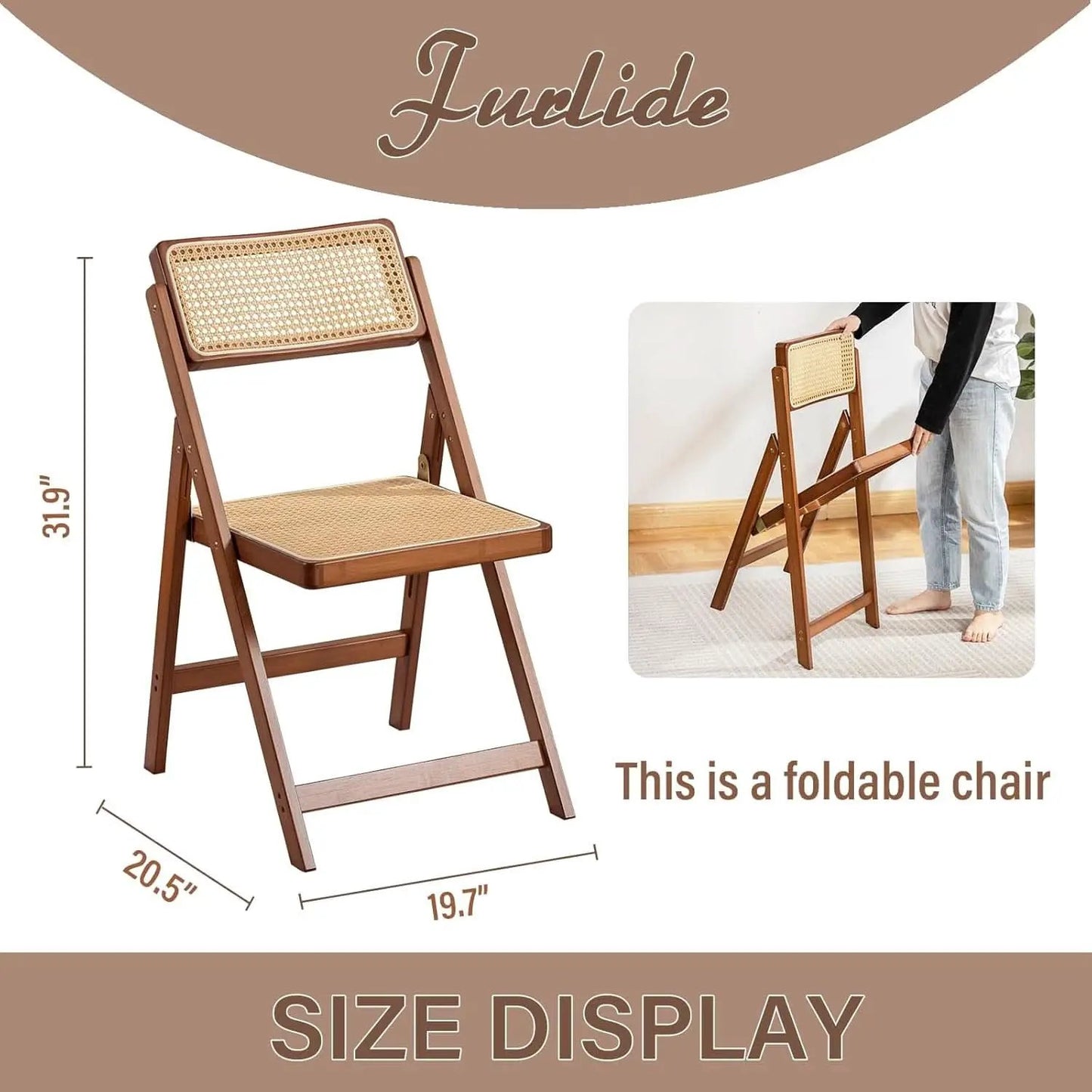 Rattan Folding Dining Chairs Set Of 2 Walnut Indoor Outdoor from PriceLows™