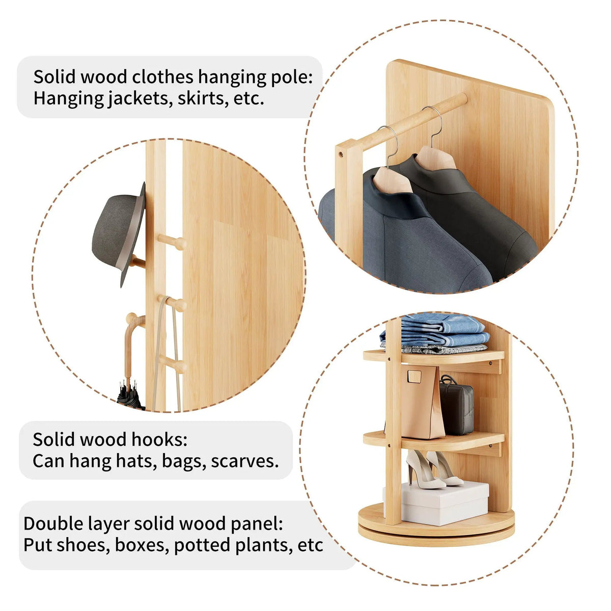 Full Length Mirror | 360 Rotation Design | Solid Wood Rack