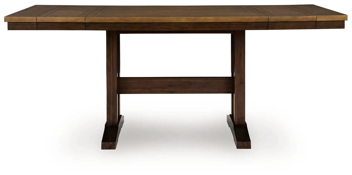 Rylandeen Counter Height Extension Table | Light Brown And Dark Brown | 86 Inch Width | One Leaf