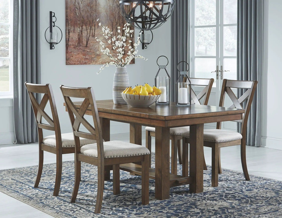 Moriville Rectangular Dining Table Set | 5 Piece Dining Room Set | Rubberwood | Dining Room