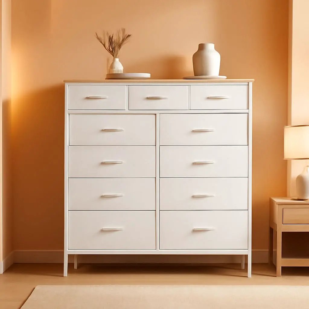 Compact 12 Drawer Dresser With Fabric Drawers And Wood Top from PriceLows™