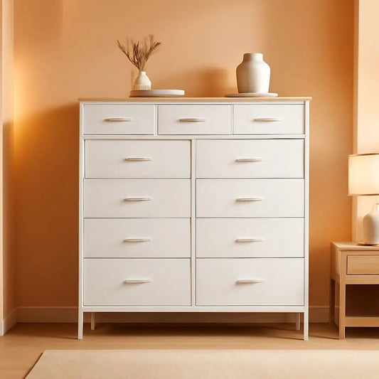 Compact 12 Drawer Dresser With Fabric Drawers And Wood Top from PriceLows™