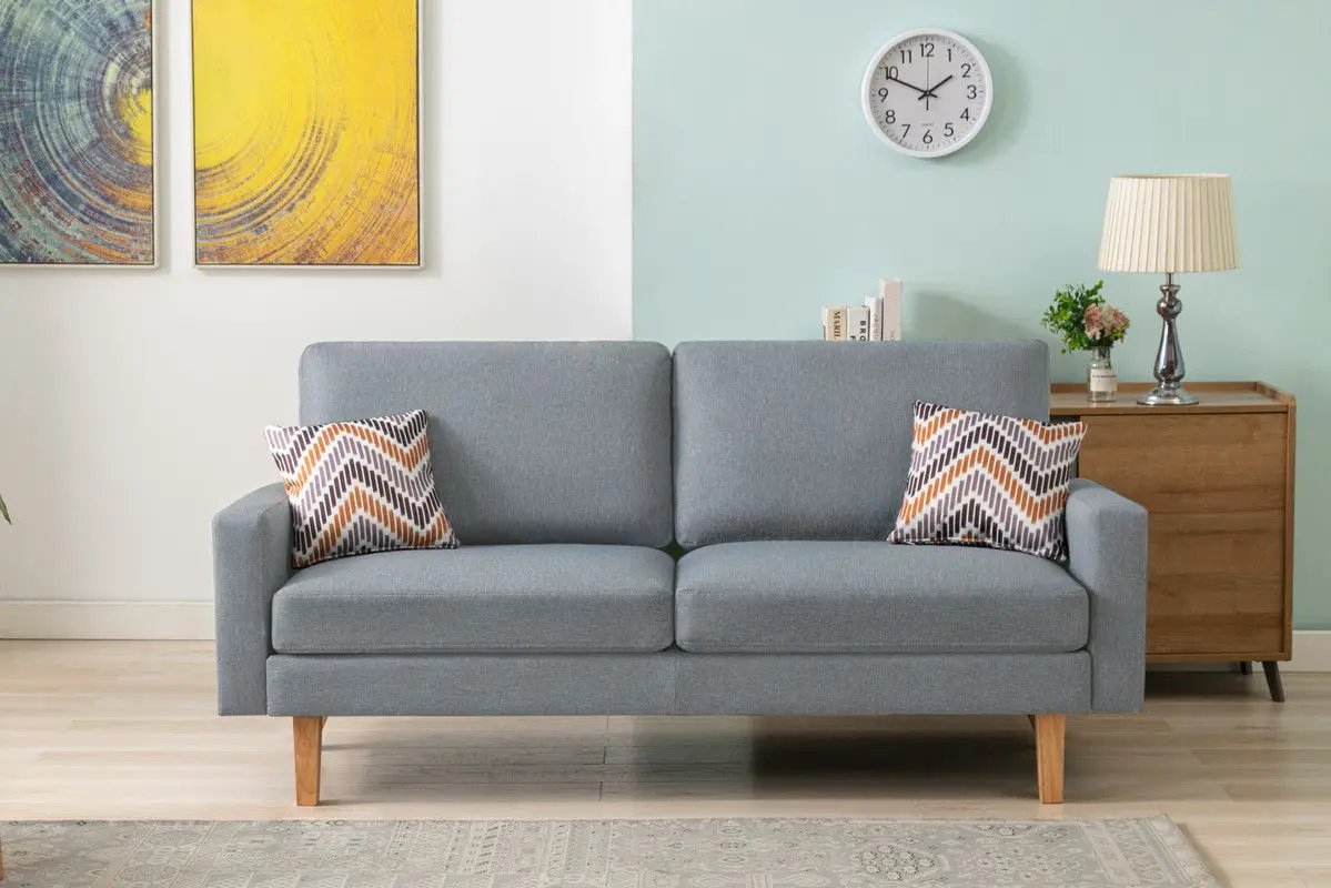 Bahamas Minimalistic Sofa | 2 Throw Pillows | Classic Design | 70 Inch Width