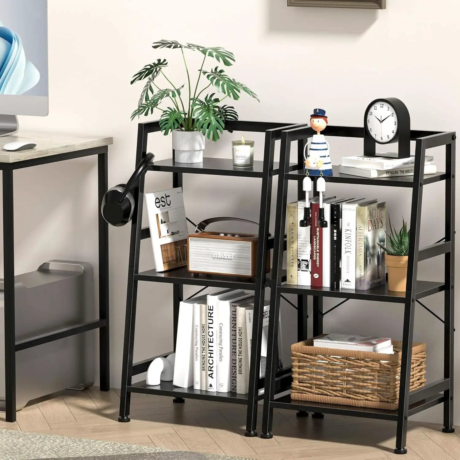 3 Tier Bookshelf Black Steel Frame For Living Room from PriceLows™