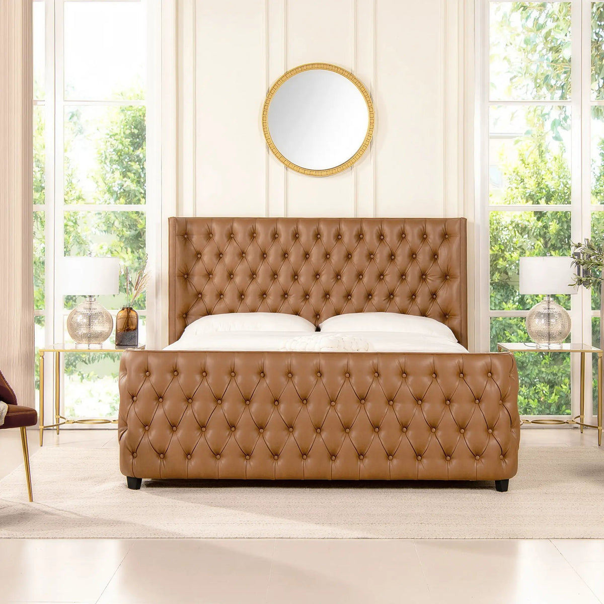 Brooklyn Tufted Panel Bed | Headboard And Footboard Set | Wingback Design | Diamond Tufting