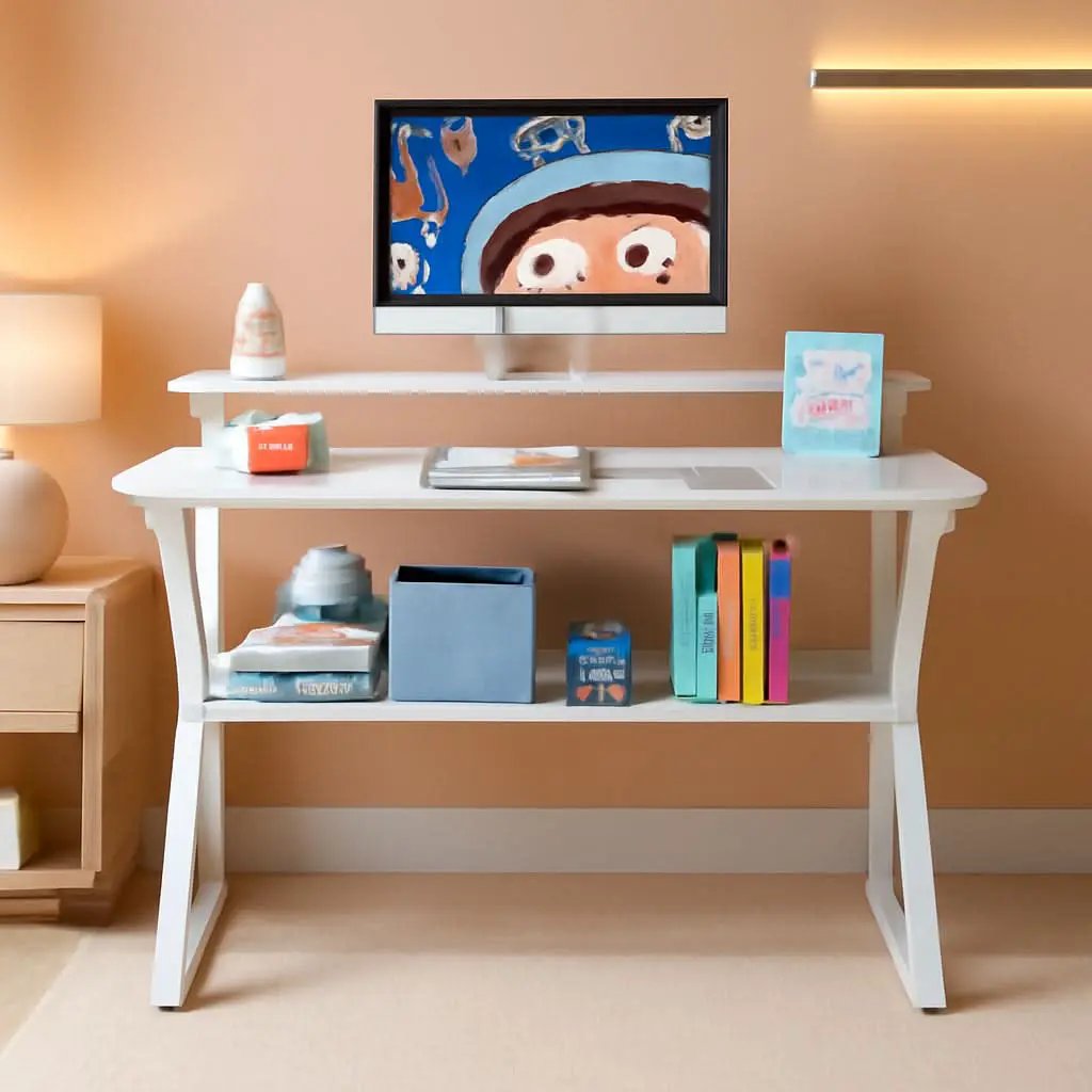 27.5 Inch White Computer Desk With Storage Shelves from PriceLows™