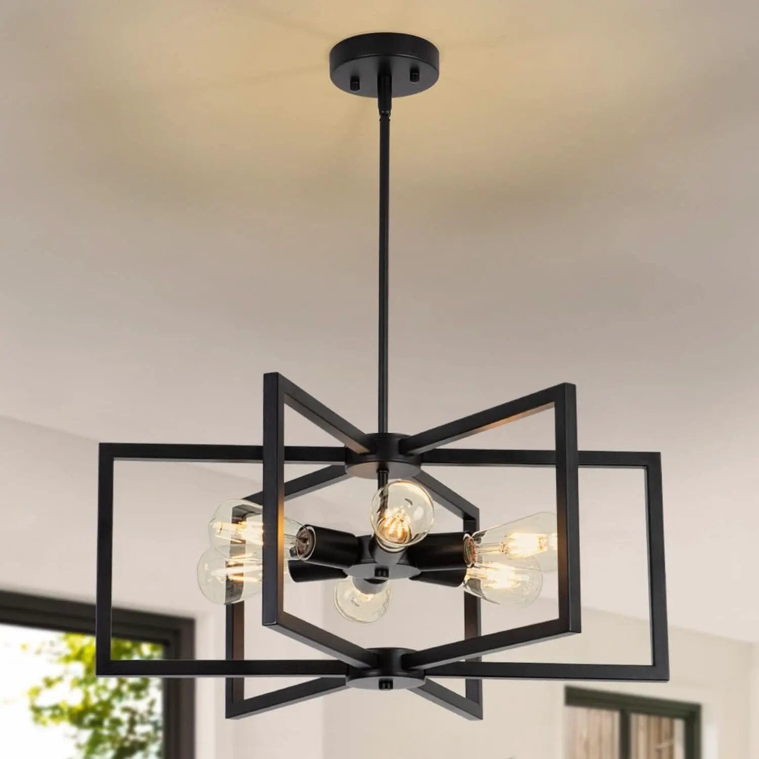 Black 23 Inch Farmhouse Chandelier For Dining Room from PriceLows™