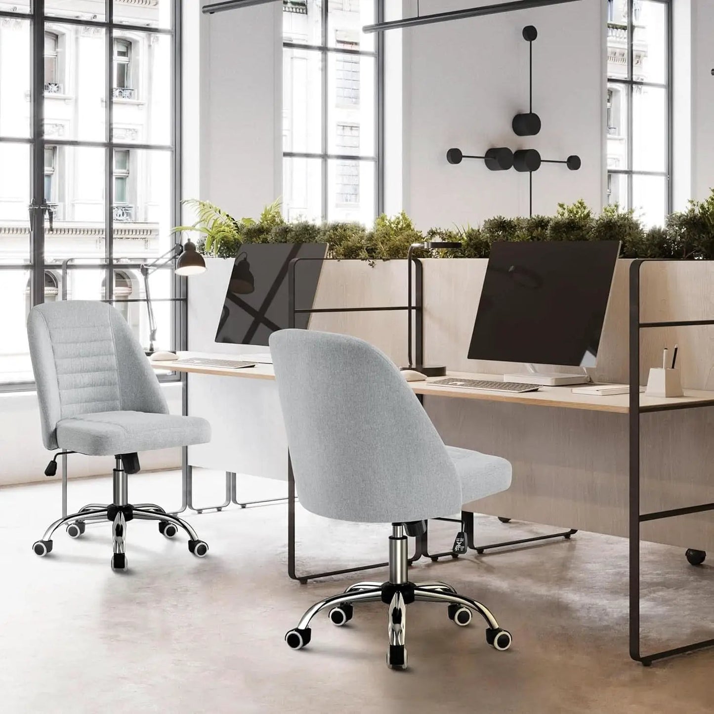 Linen Office Desk Chair With Rolling Wheels For Home Office from PriceLows™