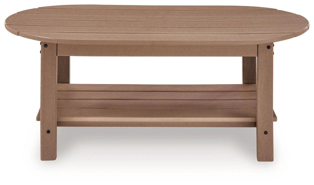 Grover Beach Oval Outdoor Table | Natural Neutral Style | 48 Inch Width | Patio Coffee Table