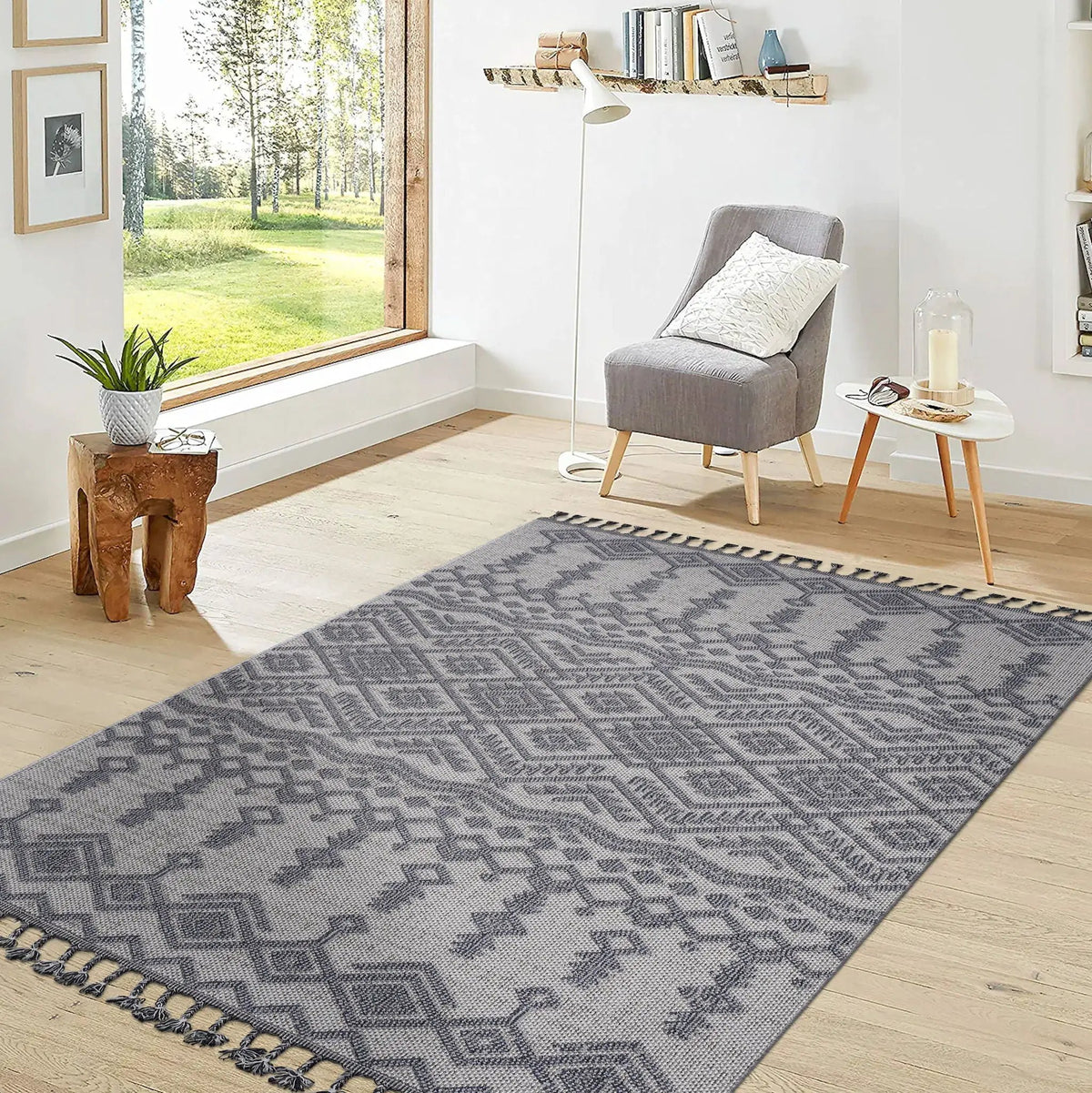 Guros Traditional Indoor Outdoor Rug | 96 x 26 Inch Runner | Stain Resistant | Non-Shedding