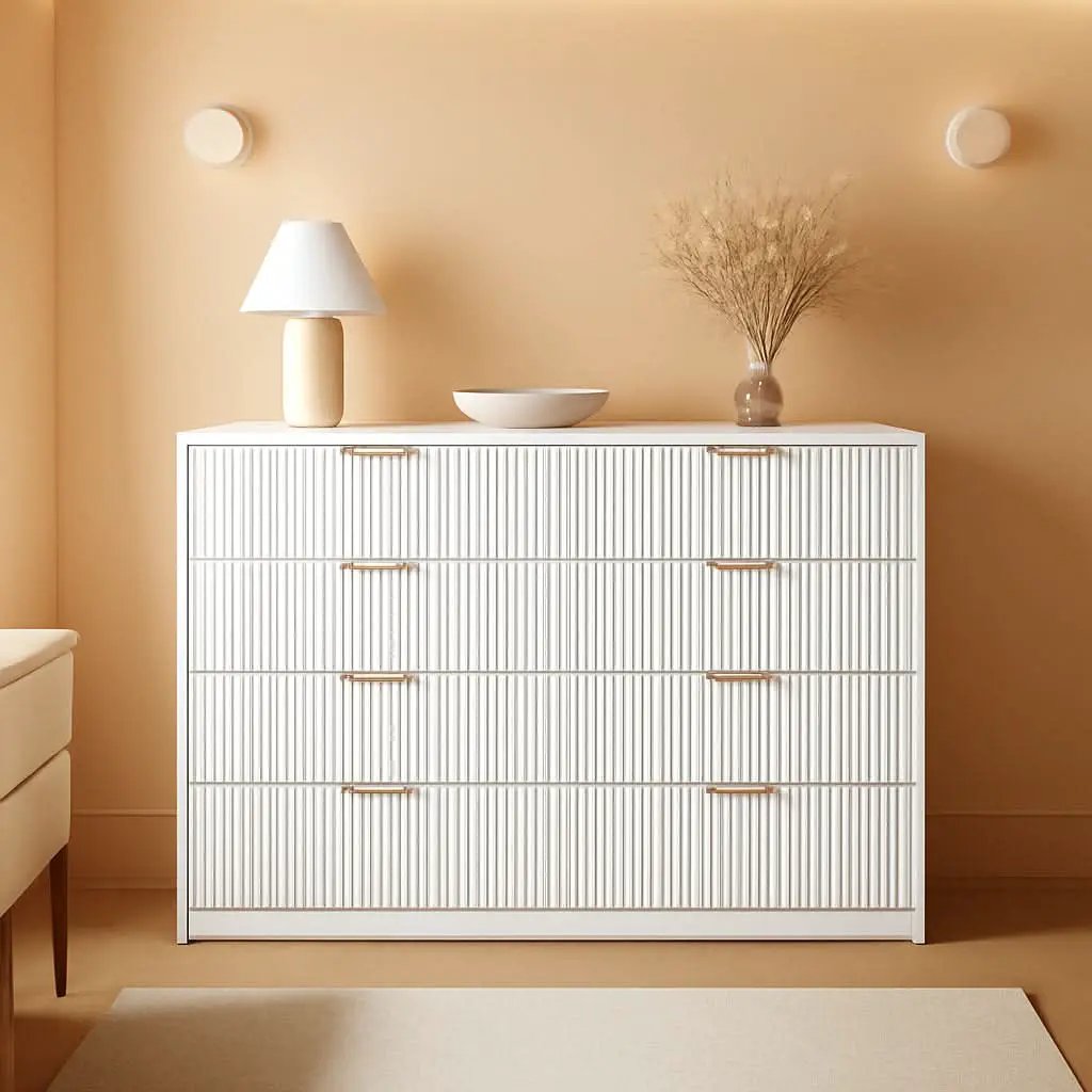 White Solid Maple Dresser Anti Tip LargeCapacityDrawers from PriceLows™