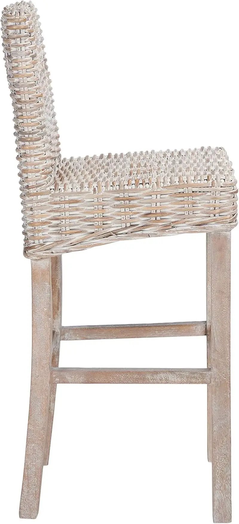 Grey Wash Rattan 30 Inch Bar Stool With Parsons Legs from PriceLows™