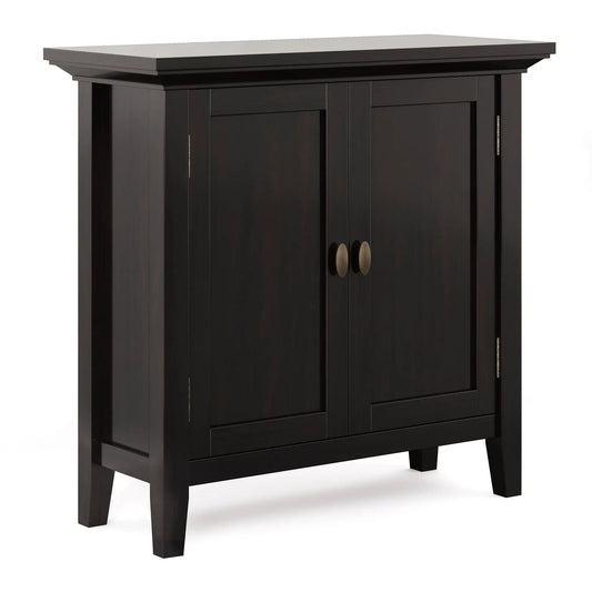 Redmond Low Storage Cabinet | 32 x 14 x 31 in | Solid Wood & Brass | Hickory Brown