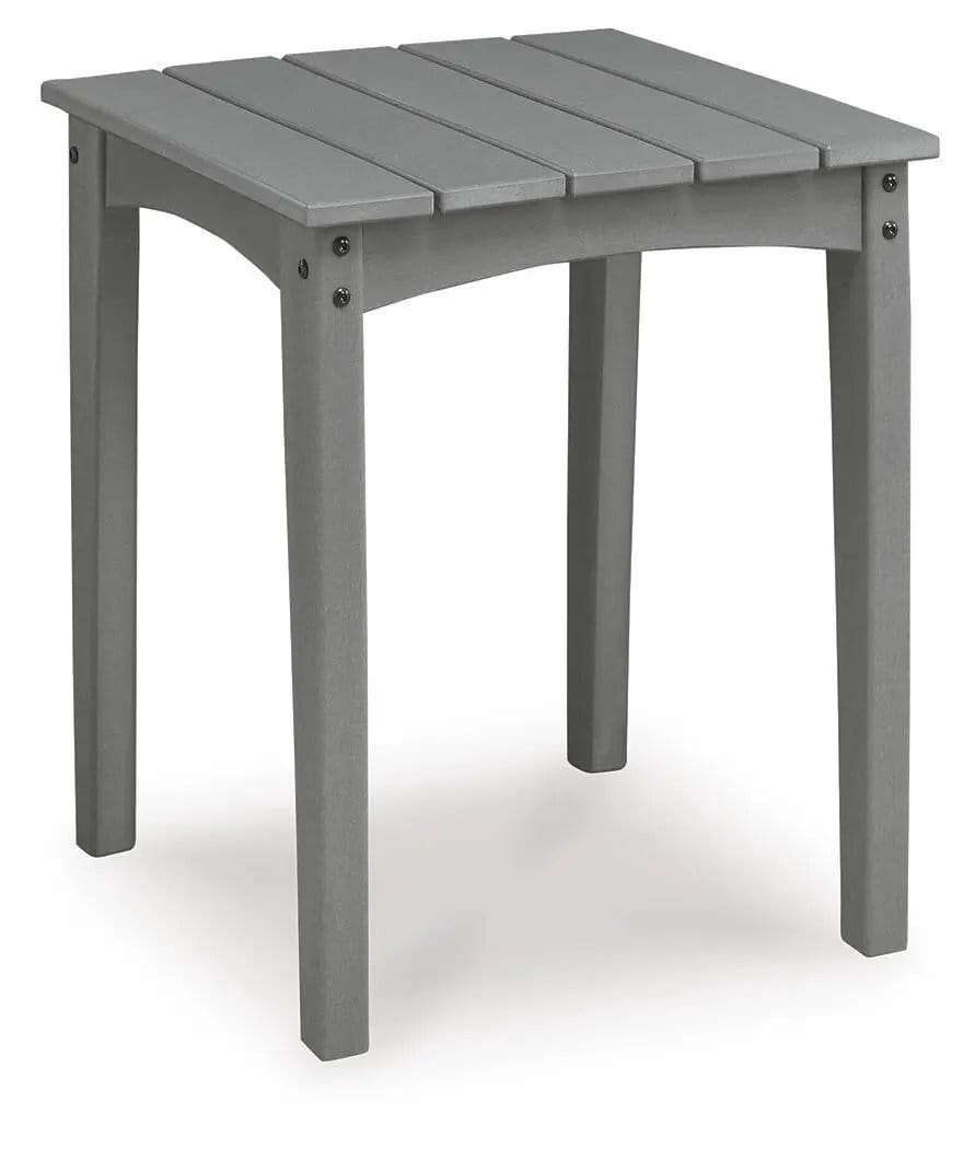 Cove Beach Square End Table | 21.38 x 21.38 x 23 in | Stainless Steel & Wood | Gray