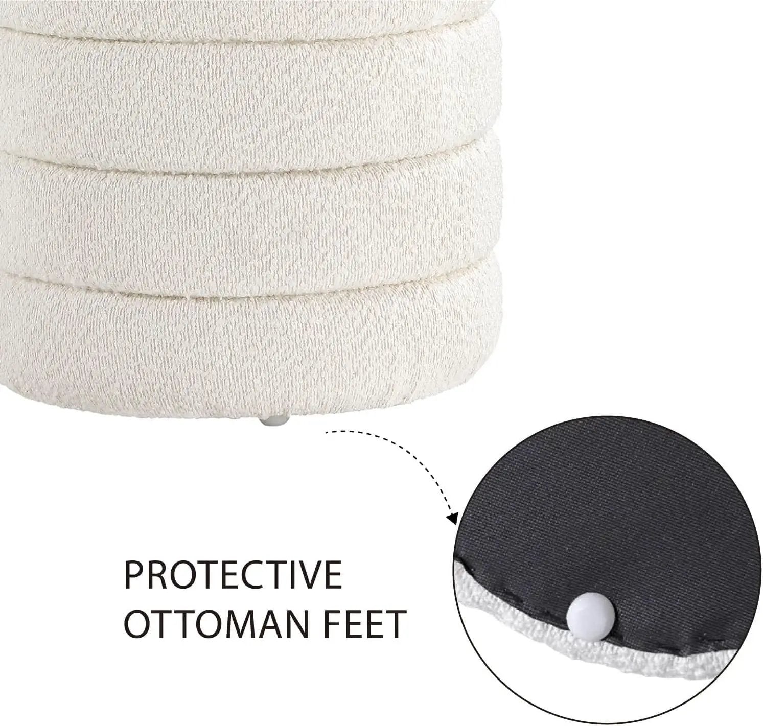Round Ottoman With Hidden Storage And Cushioned Top from PriceLows™