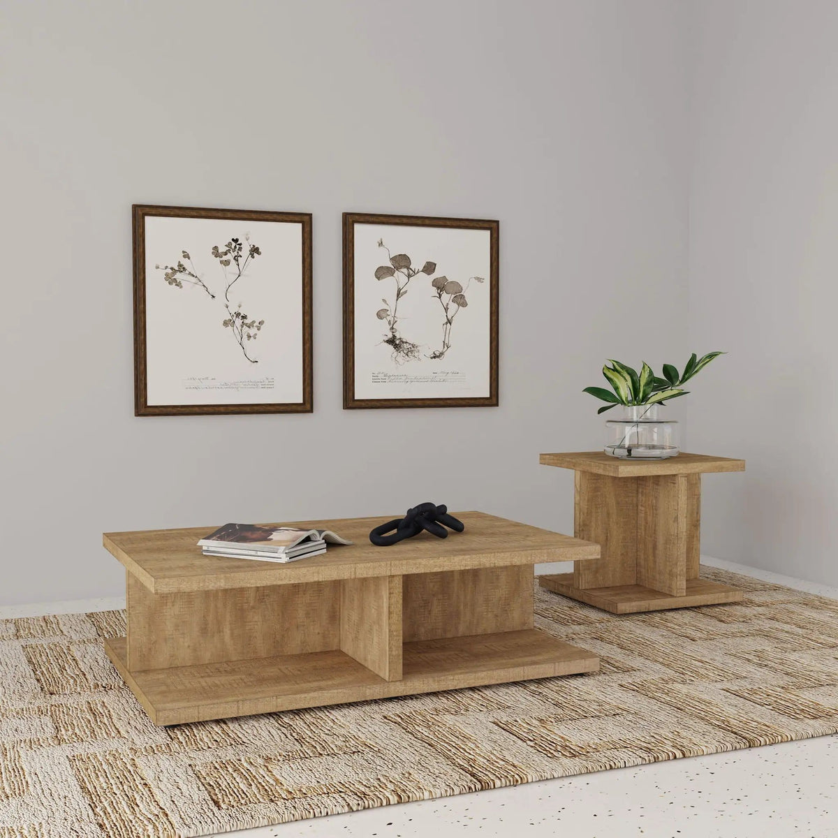 Cortona 2-piece Coffee and End Table Set Mango | 2-Piece Set | Engineered Wood & Veneer | Dining Room