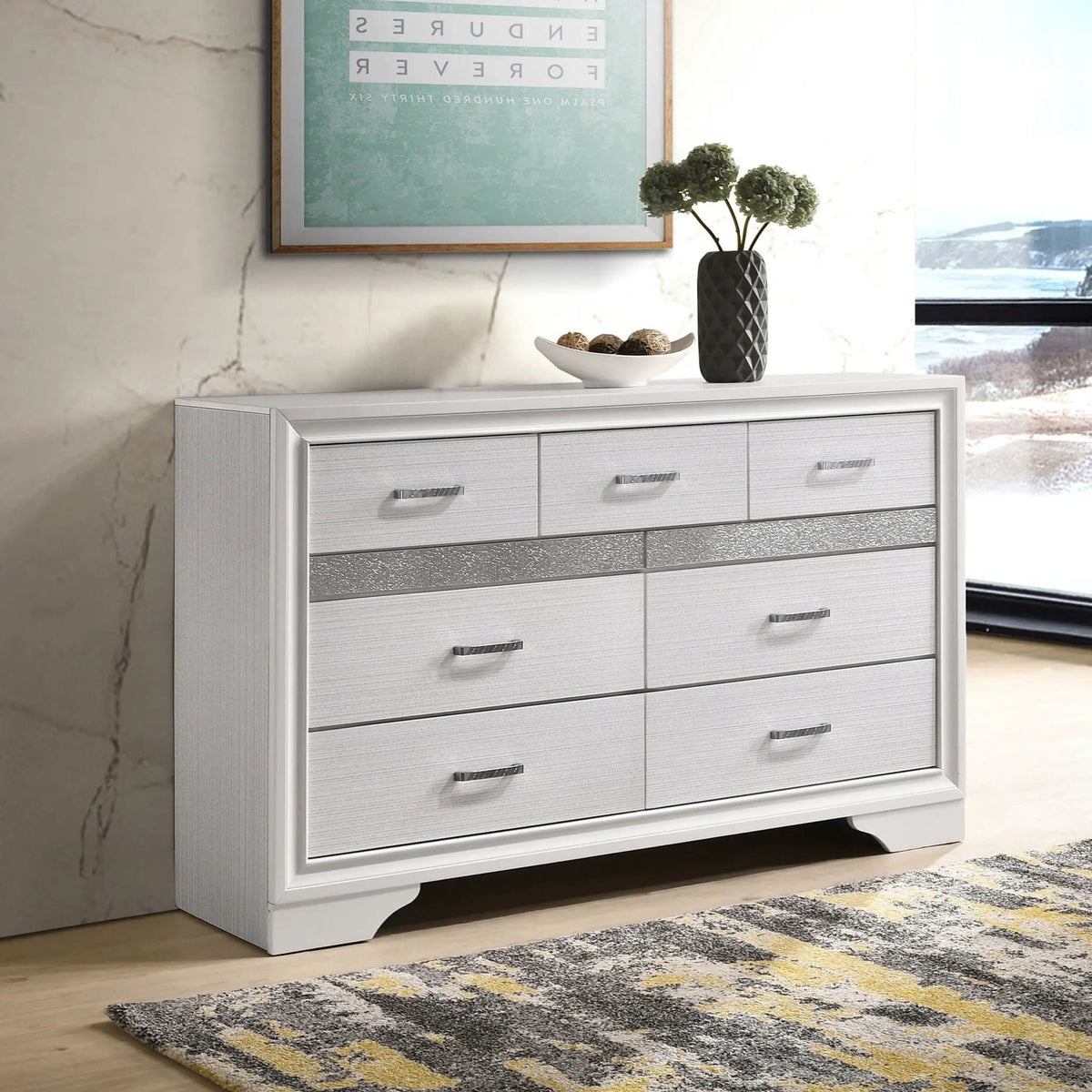 Miranda 9-drawer Dresser | 63 x 16.5 x 38.75 in | 9-Drawer | White