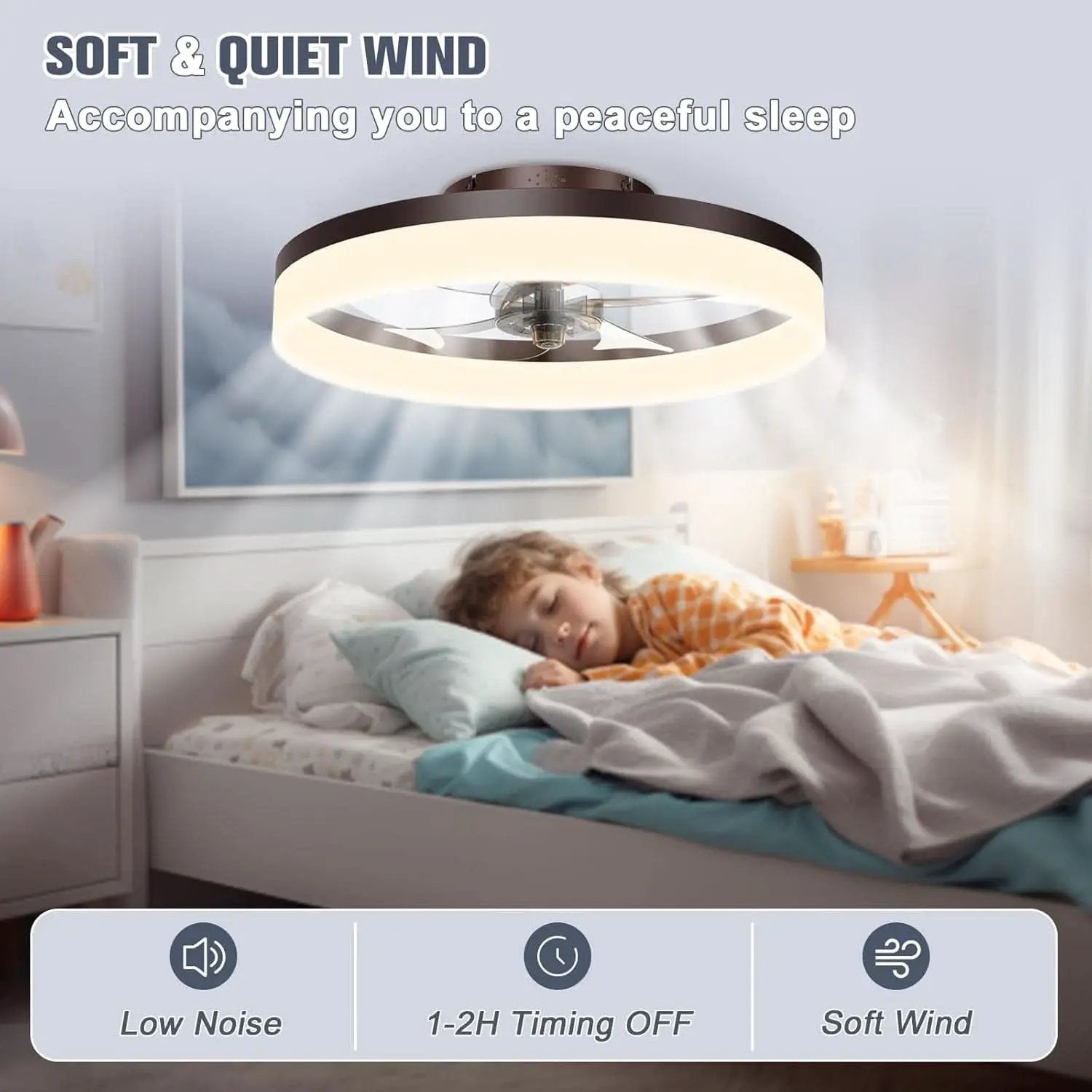 Smart Bladeless Ceiling Fan With Remote And LED Lights from PriceLows™